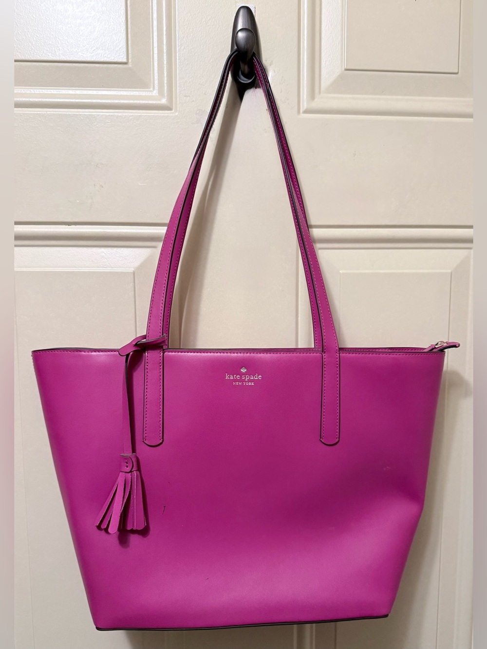 Kate Spade Magenta Emilia Leather Tote with Tassel